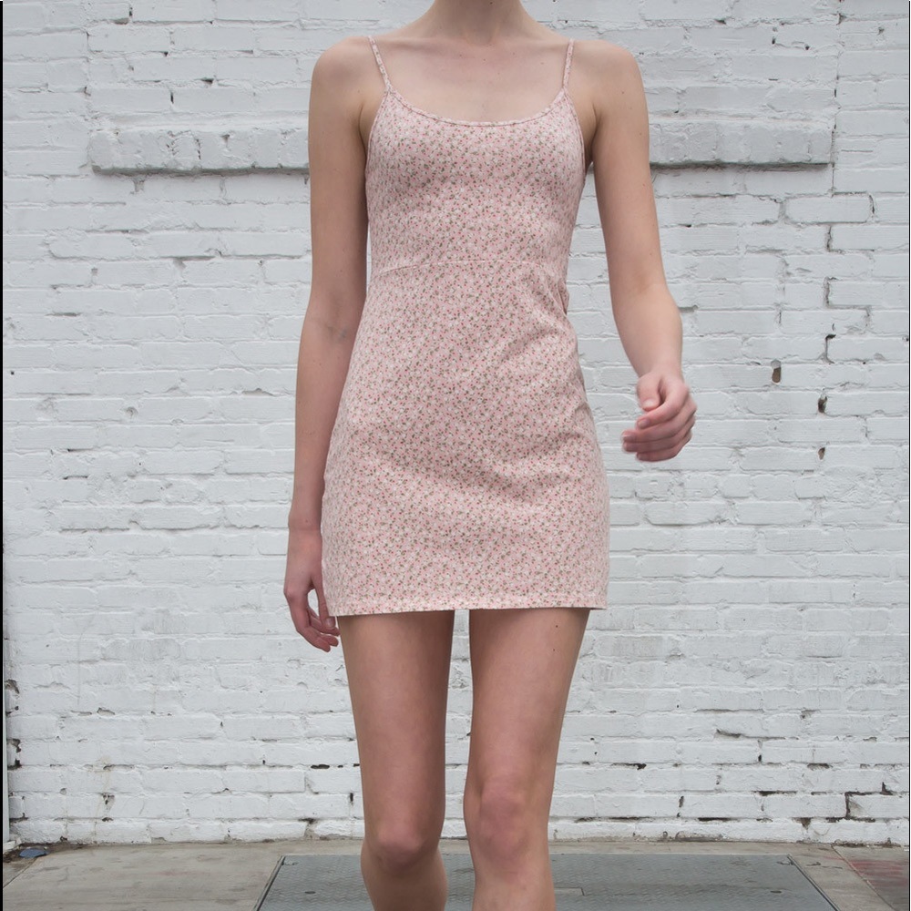 Brandy Melville Pink Floral Tank Bodycon Dress